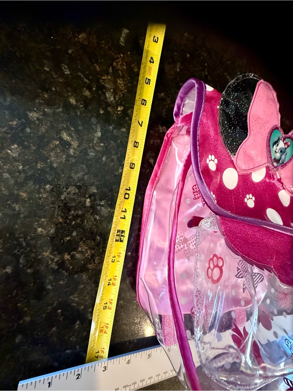 Pink Minnie Mouse Kids clear Backpack with Bow - Picture 7 of 9